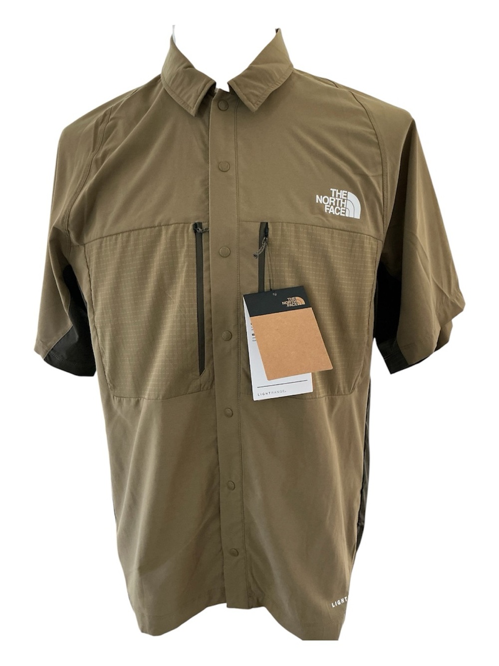 The North Face Trail Lightrange Men’s Sz M SS Brown Snap Close Shirt Hiking NWT